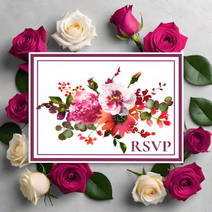Wedding Magenta Pink Coral Floral UAWG Einladungspostkarte