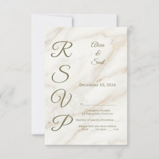 Wedding Marble and Laurel / Boda Mármol y Laurel RSVP Karte