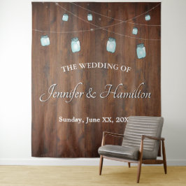 Wedding Mason Jar Lights Barn Wood Hintergrund Wandteppich