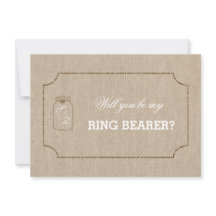 Wedding Mason Jar Linen Leinwand RING BEARER Einla