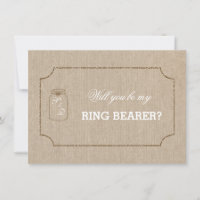 Wedding Mason Jar Linen Leinwand RING BEARER Einla
