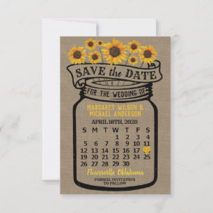 Wedding Mason Jar Sonnenblumen April 2020 Kalender Save The Date