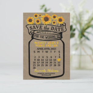 Wedding Mason Jar Sonnenblumen April 2023 Kalender Save The Date