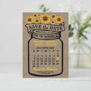 Wedding Mason Jar Sonnenblumen Juli 2023 Kalender Save The Date