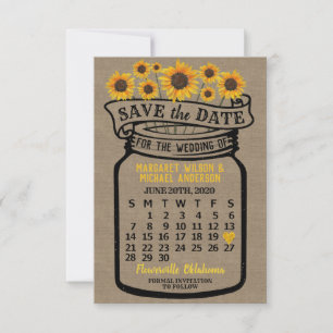 Wedding Mason Jar Sonnenblumen Juni 2020 Kalender Save The Date