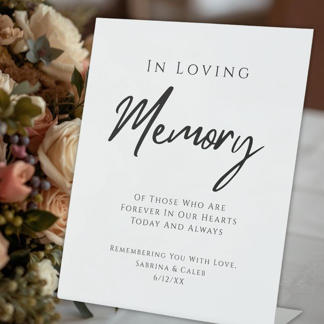 Wedding Memorial Modern Black And White Sockelschild (Wedding Memorial Modern Black And White Pedestal Sign)