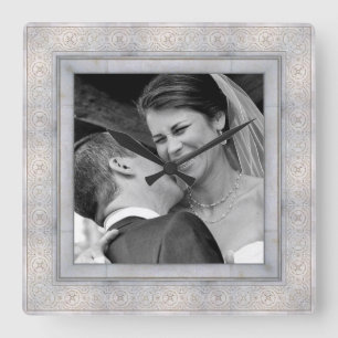 wedding memory photo clock quadratische wanduhr