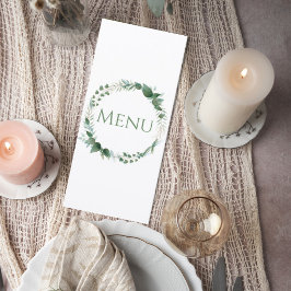 Wedding Menu Card with Botanical Wreath Design Menükarte