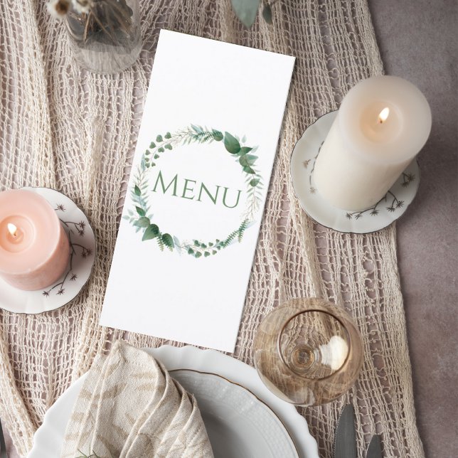 Wedding Menu Card with Botanical Wreath Design Menükarte (Von Creator hochgeladen)
