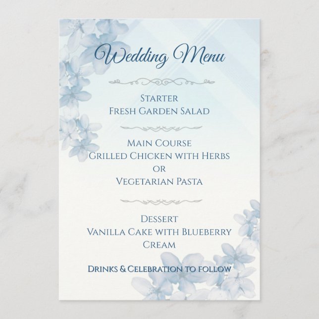 Wedding Menu Elegant Editable  Menükarte (Vorderseite)