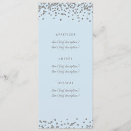 Wedding Menu Silver Faux Glitter Confetti Ice Blue Menükarte