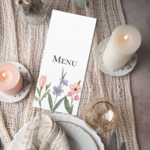 Wedding Menu with Soft Botanical Garden Design