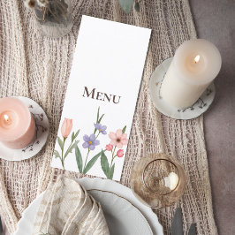 Wedding Menu with Soft Botanical Garden Design Menükarte