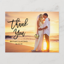 Wedding Modern Blk Pinselschrift Danke Postkarte