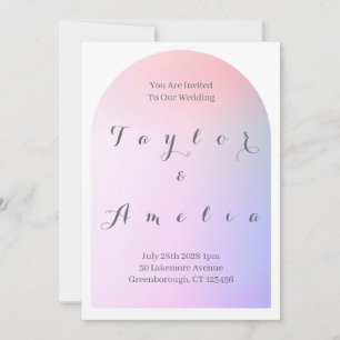 Wedding Modern Boho Arch Pink Lilac Ombre Einladung