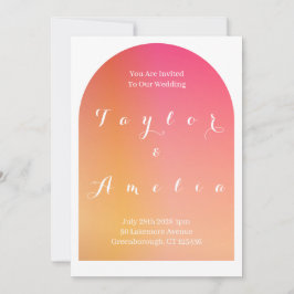 Wedding Modern Boho Arch Sunset Ombre Einladung