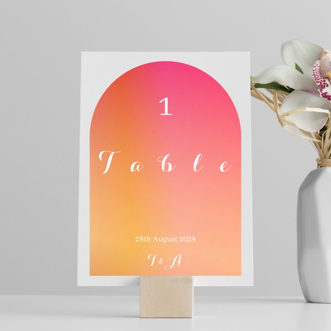 Wedding Modern Boho Arch Sunset Ombre Tischnummer (Von Creator hochgeladen)