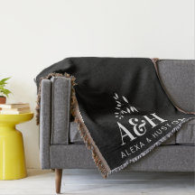 Wedding Monogram Bride and Groom Minimalist Woven