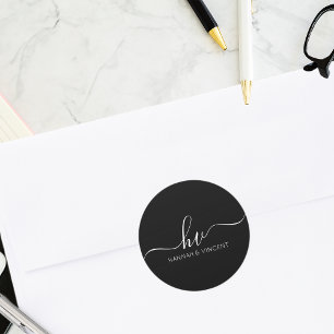 Wedding Monogram Calligrafy Script Custom Bevorzug Runder Aufkleber