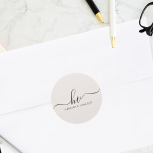 Wedding Monogram Calligrafy Script Custom Bevorzug Runder Aufkleber