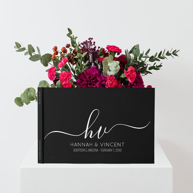 Wedding Monogram Calligraphy Script Minimal Chic Gästebuch (Von Creator hochgeladen)