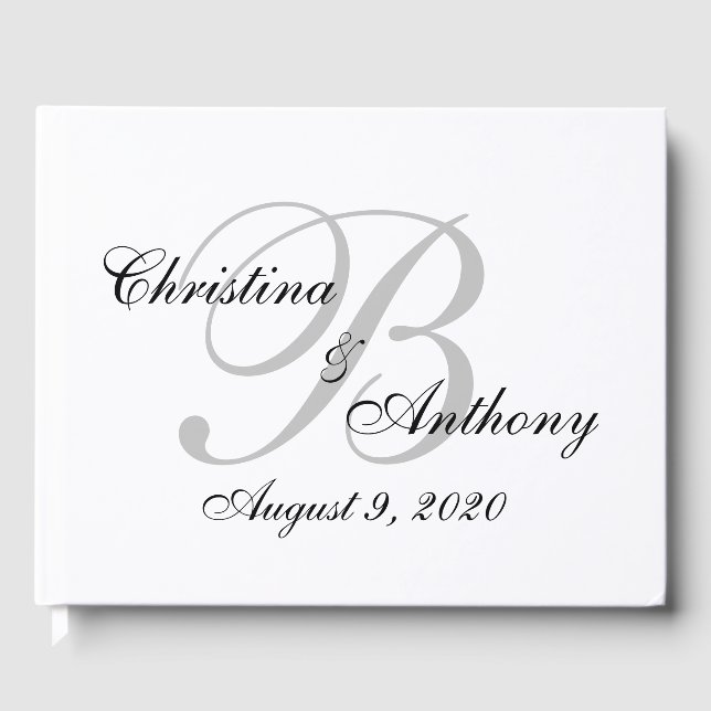 Wedding Monogram Custom Guest Book | Buchzeichnen Gästebuch (Vorderseite)