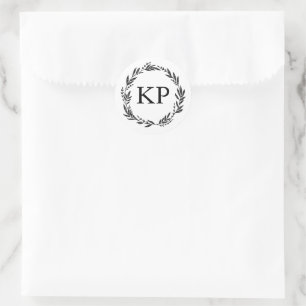 Wedding Monogram Custom Wreath Harvest Runder Aufkleber