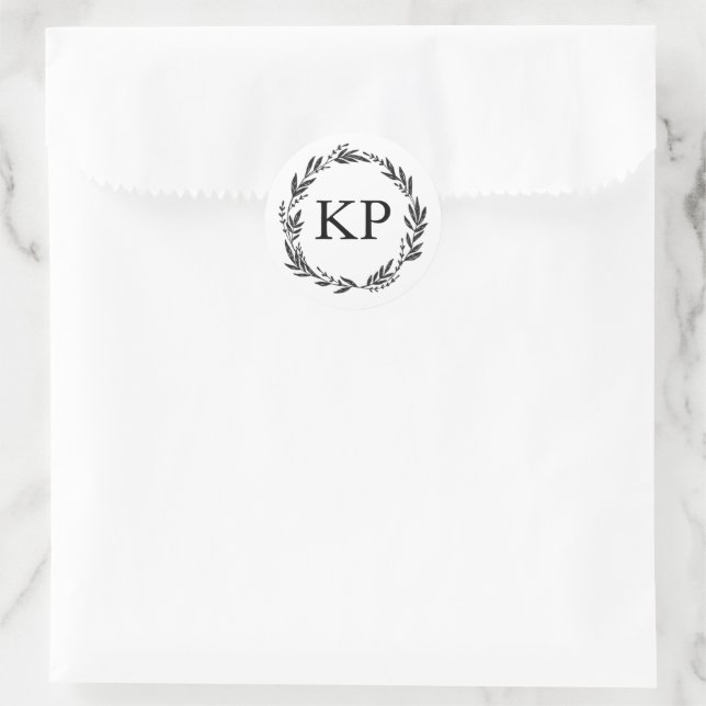 Wedding Monogram Custom Wreath Harvest Runder Aufkleber (Tasche)