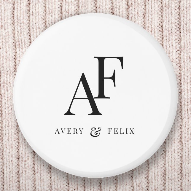 Wedding Monogram Elegant Einfach Minimalistisch Button (Von Creator hochgeladen)
