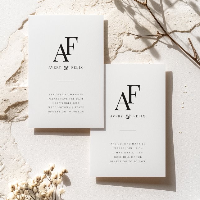 Wedding Monogram Elegant Einfach Minimalistisch Einladung (Von Creator hochgeladen)