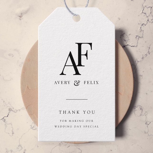 Wedding Monogram Elegant Einfach Minimalistisch Geschenkanhänger (Von Creator hochgeladen)