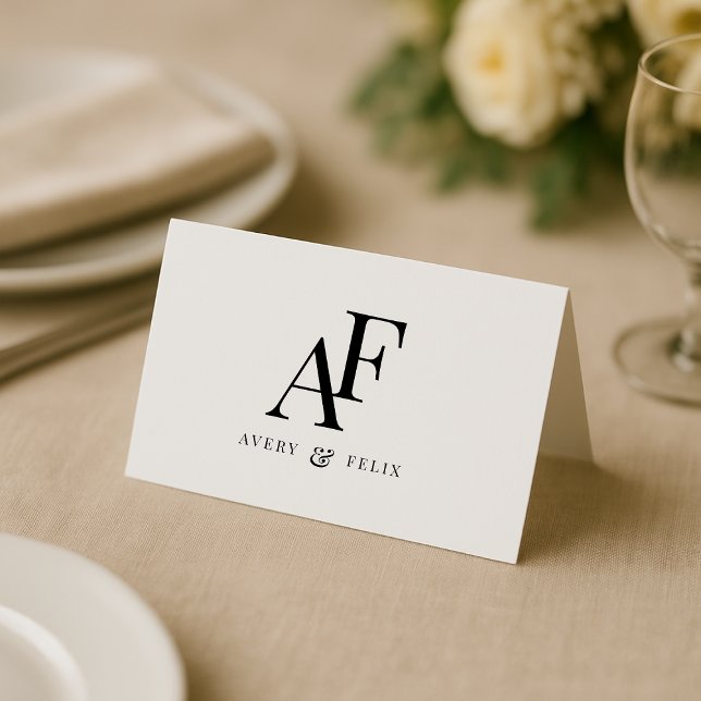 Wedding Monogram Elegant Einfach Minimalistisch Platzkarte (Von Creator hochgeladen)