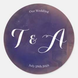 Wedding Monogram Elegant Lila Runder Aufkleber