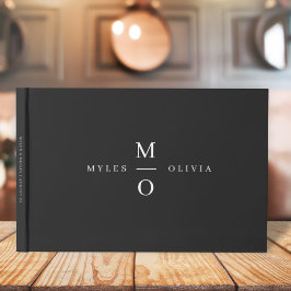 Wedding Monogram Elegant Minimal Stilvolle Schwarz Gästebuch