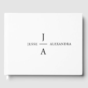 Wedding Monogram Elegant Minimal Stilweiss Gästebuch