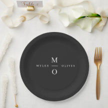 Wedding Monogram Elegant Minimal Stylish Black