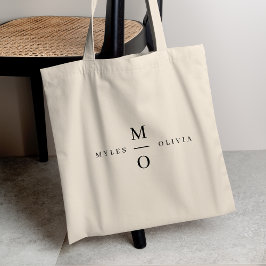 Wedding Monogram Elegant Minimalistisch Simple Tragetasche