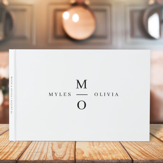Wedding Monogram Elegant Minimalistisch Simple Whi Gästebuch (Von Creator hochgeladen)