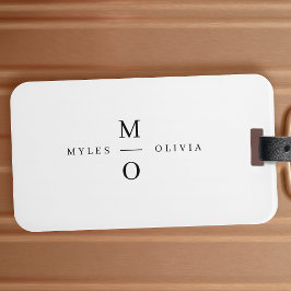 Wedding Monogram Elegant Minimalistisch Simple Whi Gepäckanhänger
