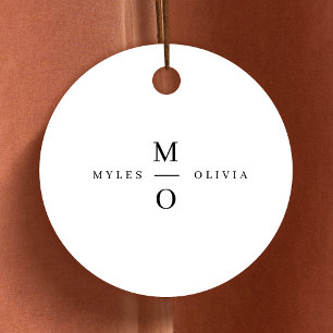 Wedding Monogram Elegant Minimalistisch Simple Whi Geschenkanhänger