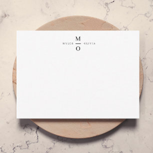 Wedding Monogram Elegant Minimalistisch Simple Whi Mitteilungskarte