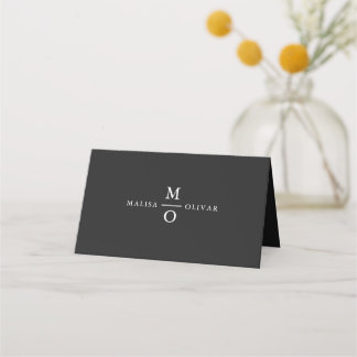 Wedding Monogram Elegant Minimalistisch Simple Whi Platzkarte
