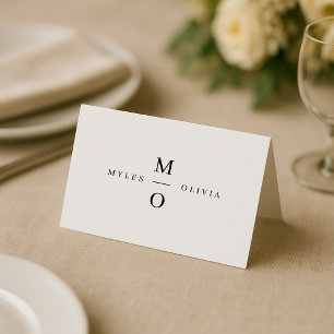 Wedding Monogram Elegant Minimalistisch Simple Whi Platzkarte