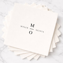 Wedding Monogram Elegant Minimalistisch Simple Whi Serviette