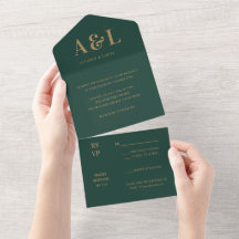 Wedding Monogram Minimalistisch Emerald Green Gold