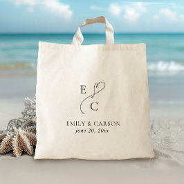 Wedding Monogram Minimalistisch Simple EleganBlack Tragetasche