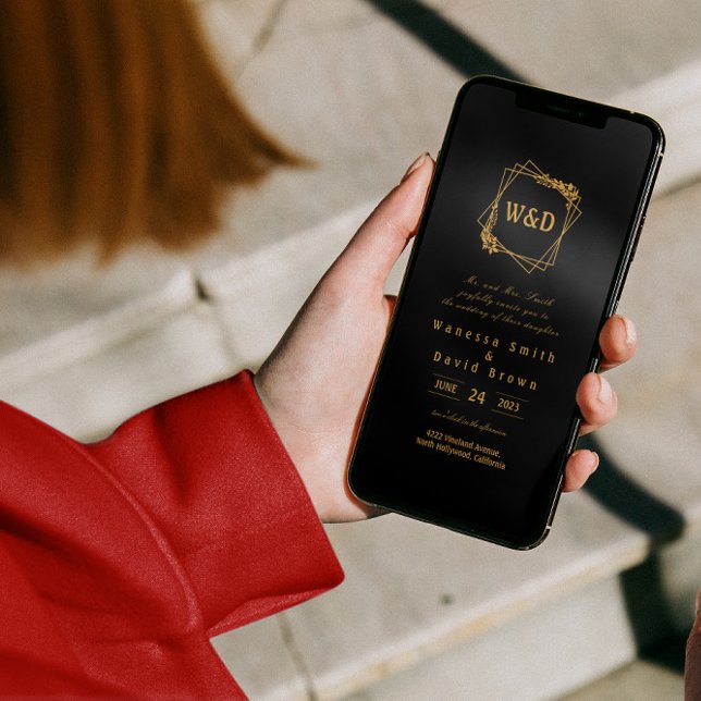 Wedding Monogram Minimalistisch Simple Elegant Gol Einladung (Von Creator hochgeladen)