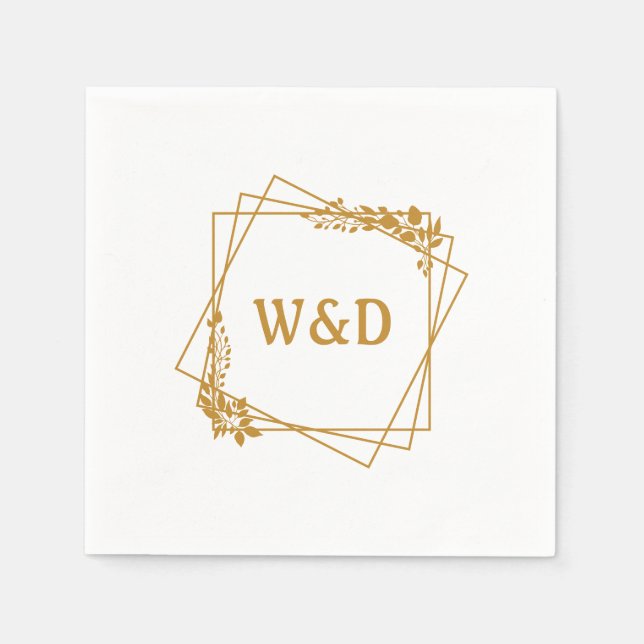 Wedding Monogram Minimalistisch Simple Elegant Gol Serviette (Vorderseite)