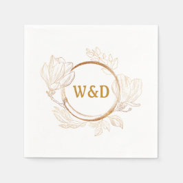 Wedding Monogram Minimalistisch Simple Elegant Gol Serviette