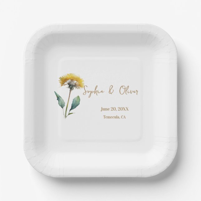 Wedding Monogram Minimalistisch Simple Gold and Wh Pappteller (Vorderseite)